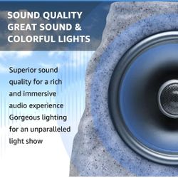 2-Pack Solar Powered Rock Speakers Outdoor Water-Resistant