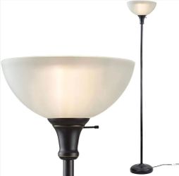 LIGHTACCENTS 72" Bronze Floor Lamp with Frosted Glass Shade – Torchiere Uplight