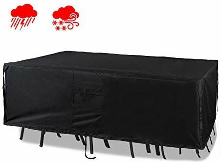 Patio Furniture Set Cover Veranda Rectangular Lawn Table Cover, 600D PVC Durable Square Heavy Duty and Waterproof - 84" L x 44" W x 24" H
