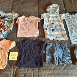 9 Month Summer Bundle of 8 Clothes Items - Infant Baby Boys Marvel OshKosh Carters