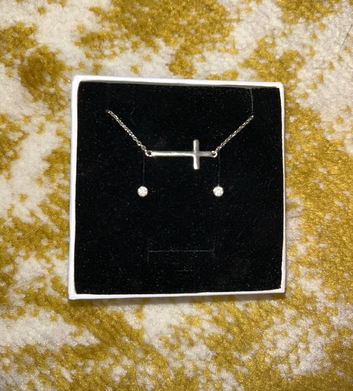 Sterling silver Cross necklace, and earrings set