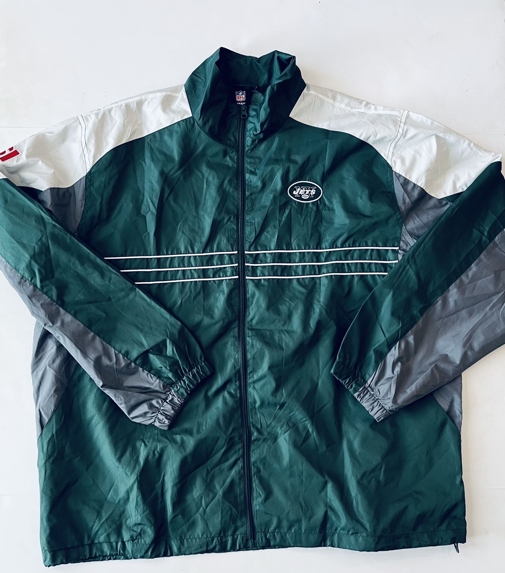 NFL Reebok Team Apparel NY Jets Men's Windbreaker,  Green Full Zip- Size 2XL