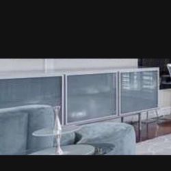Quality Frosted Glass Sideboard Or Buffet $2800