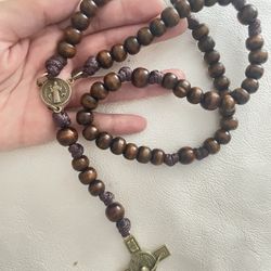 St. Benedict Brown Corded Rosary