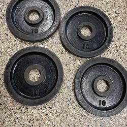 York Vintage 10 LB Cast Iron Plates - Raised Lip, Etched Marking