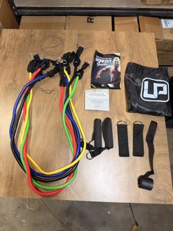 UPOWEX Resistance Bands Set – 5 Stackable Bands up to 100 lbs with Handles & Door Anchor – Brand New