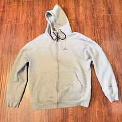 Jordan Mens Size XL Light Gray Full Zip Cotton Hoodie Preowned Read Info Below!