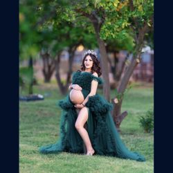 Green Maternity Photoshoto Dress