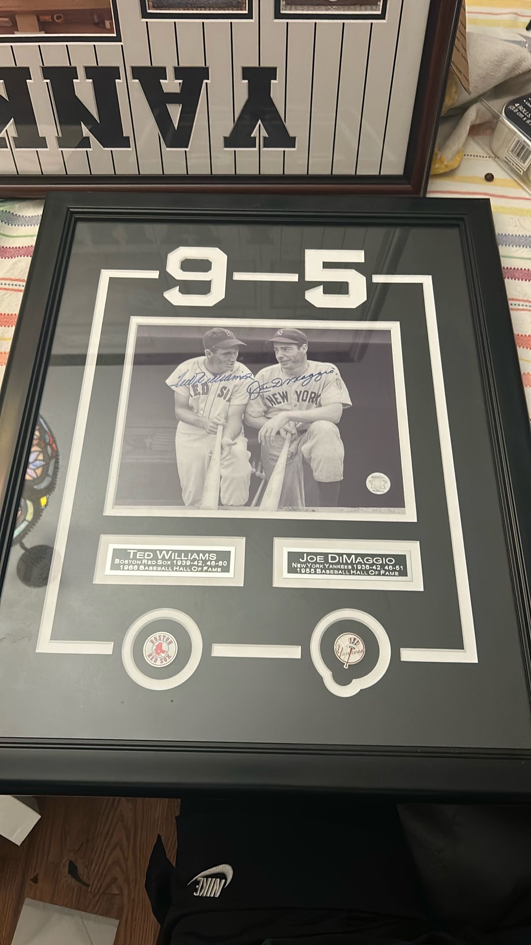 Ted Williams And Joe DiMaggio Autograph Picture With Frame With Authenticity