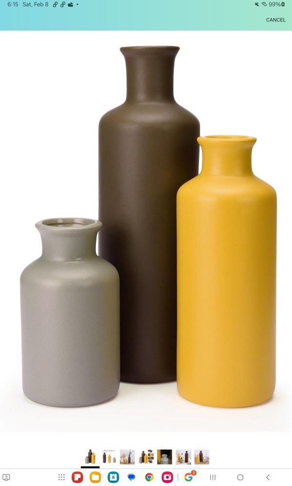 3 Pcs Ceramic Vintage Boho Faux Flower Vases (35)