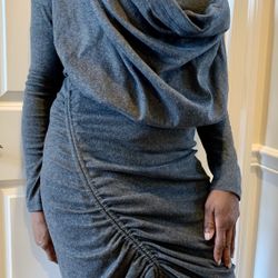Anthropologie Ryu Cowl Neck Gray Sweater Dress Size M So Cozy!