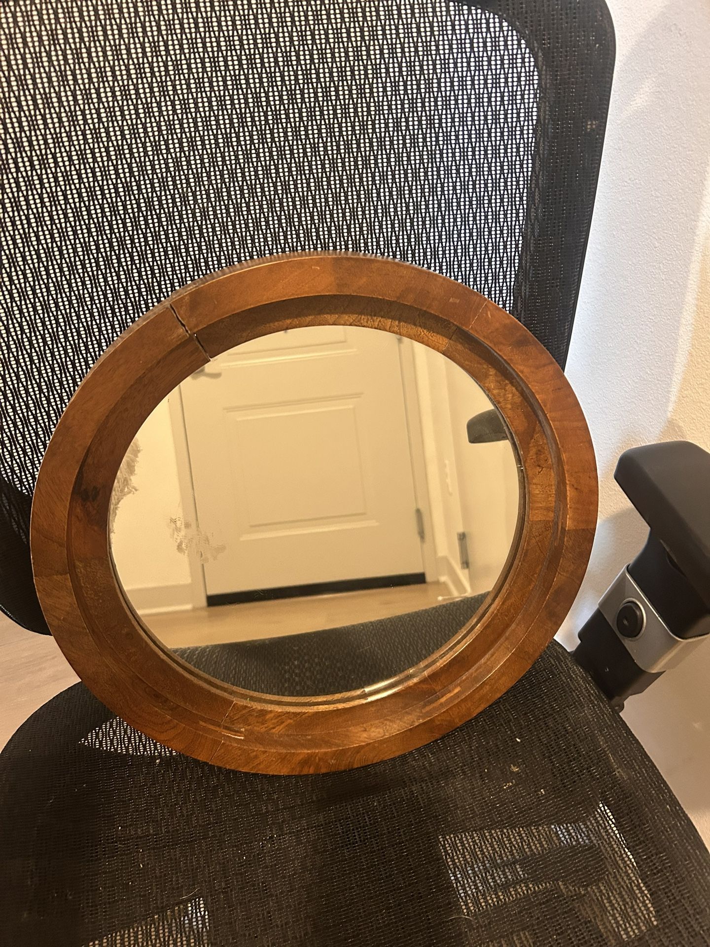 Round Wood Frame Mirror 16x16