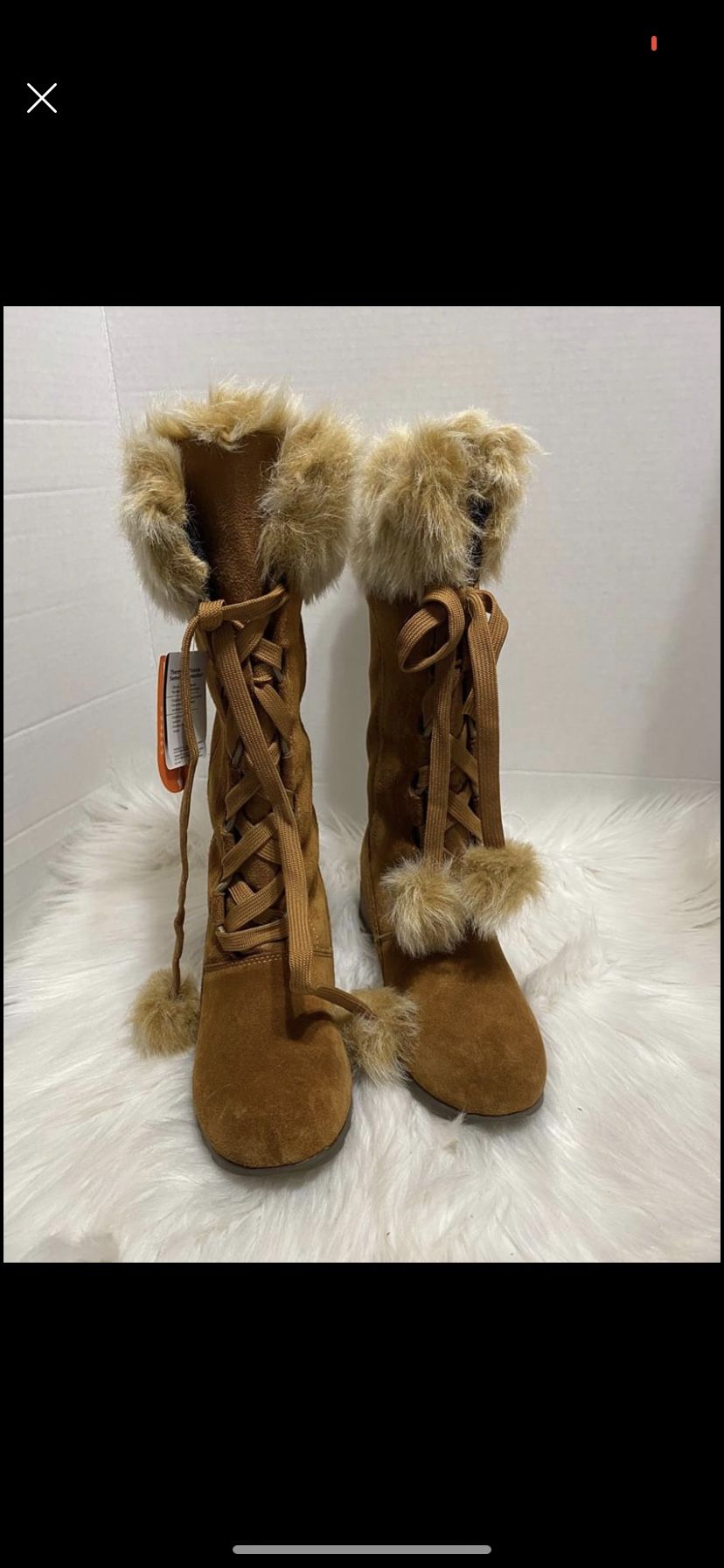 SPORTO Winter Brown "Lila" Suede Faux Fur Tall Lace-up Boot Waterproof Sz 8