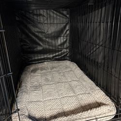 36” M/L metal dog crate + mat bed + crate cover