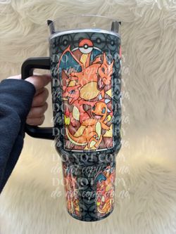 40oz Pokemon Charmander, Charizard Evolution Tumbler