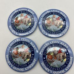 Lot of 4 Disney Animal Kingdom Wildlife Conservation Fund Blue Button Pin 1997