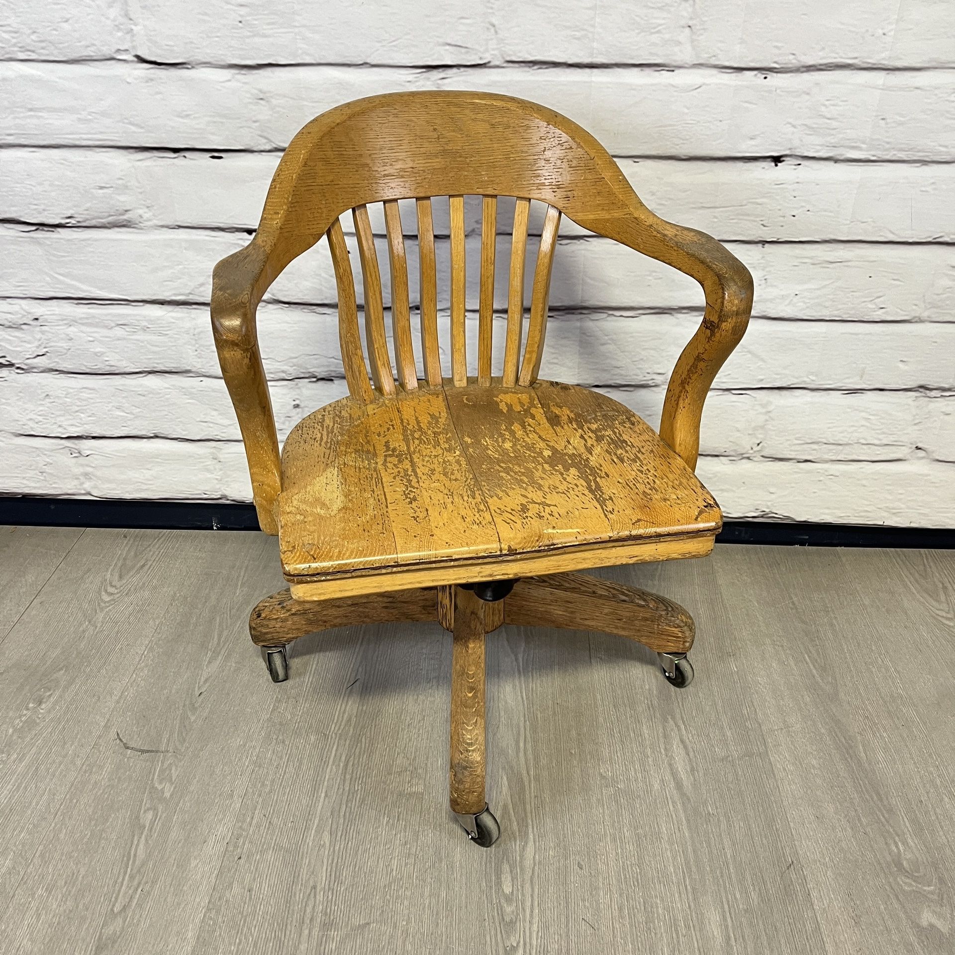 Vintage Wood Swivel Office Chair