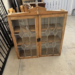 Antique Pine Sideboard & Matching Display Cabinet — Complete Set