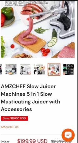 Masticating Juicer Machines, AMZCHEF 5 in 1 Slow Cold Press Juicer with Slicer/Shredder Attachment, Juice and Vegetable Extractor with Meat Grinder, S