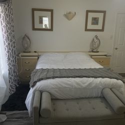 Complete Bedroom Set – Dresser w/ Mirror, Armoire & Headboard w/ Attached Nightstands