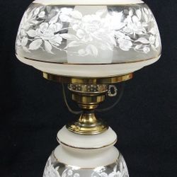 Vintage Quoizel "Satin Lace" Hurrican Lamps