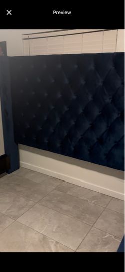 Navy Blue Tufted Velvet Headboard