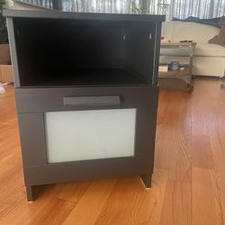 Black Nightstand With Drawer And Shelf