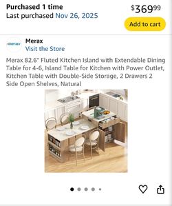 Merax Fluted Kitchen island