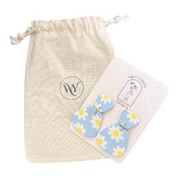 NEW Handmade Wild Yarrow Polymer Clay Drop Earrings Daisy Sky Blue