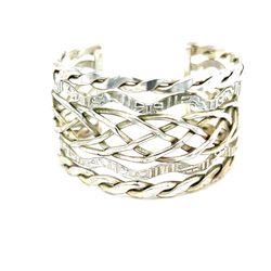Thick Silver 925 Basket Braid Design Cuff