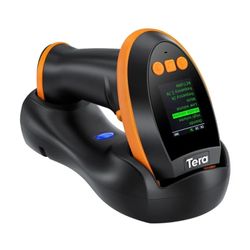 Tera Barcode Scanner Wireless with Screen: Pro Version 1D 2D QR with Setting Keypad Charging Cradle Works with Bluetooth 2.4G Wireless USB Wired Handh