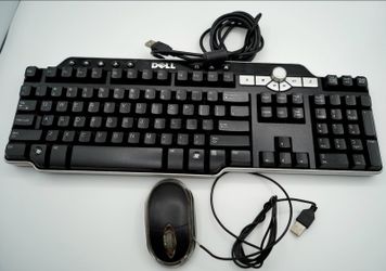 Dell SK-8135 Wired USB Multimedia Keyboard & Mouse Bundle Black/Silver