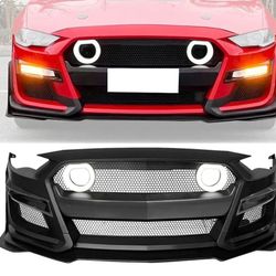 2018-2023 Ford Mustang GT500 Style Front Bumper Cover Lip LED Grille