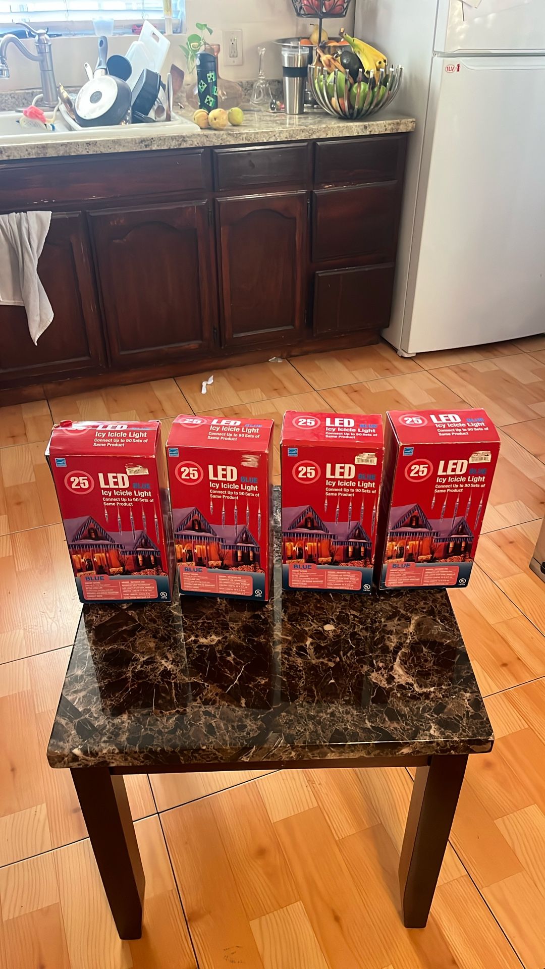 4 Boxes Of 25 LED Blue Icicle Lights 4 Box For $50
