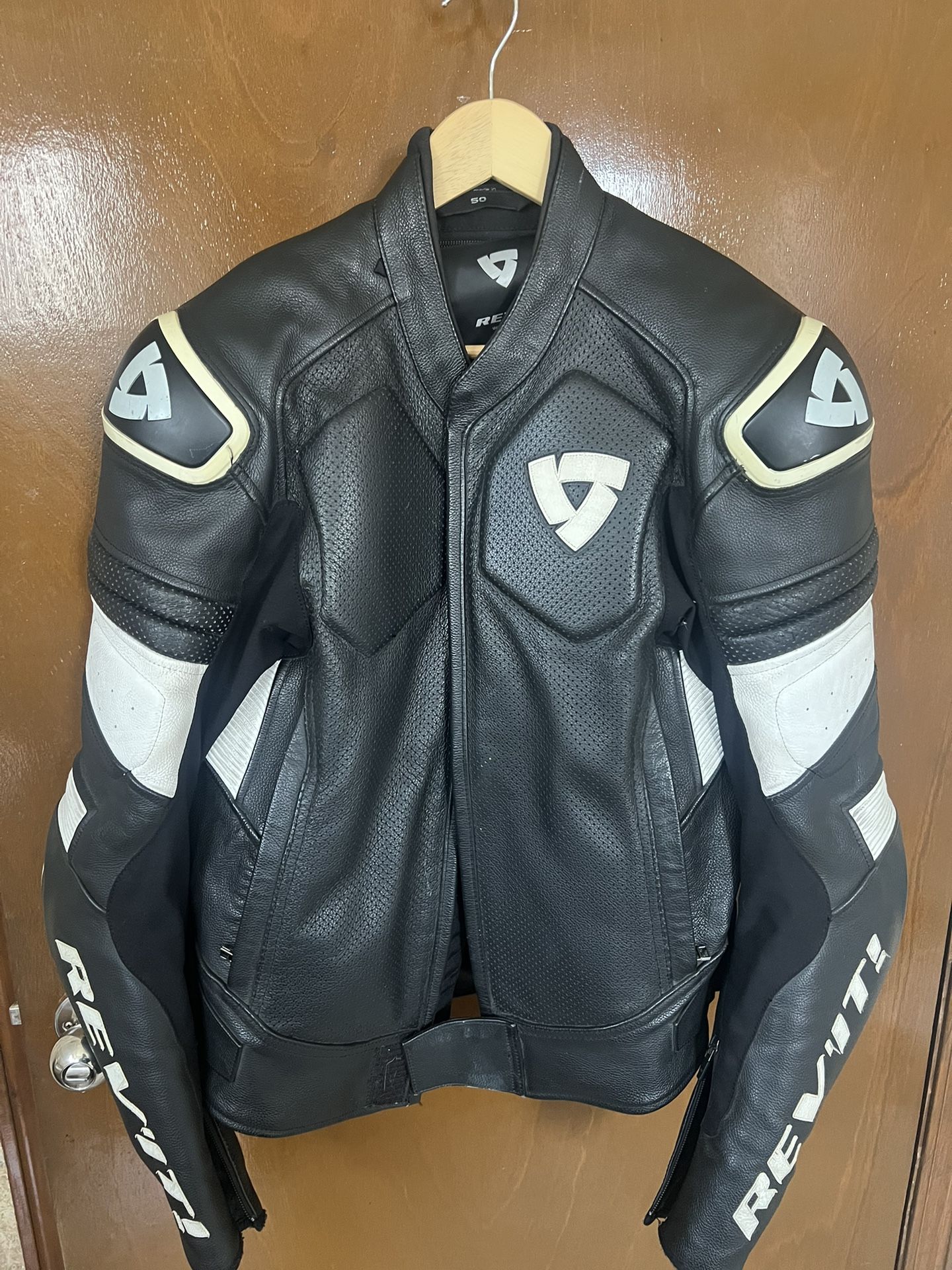 Leather Motorcycle Jacket With Pads 