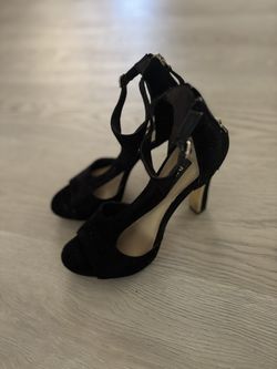 Lightly Worn - Like New - Size 5M - Black Heels with Gold Accents