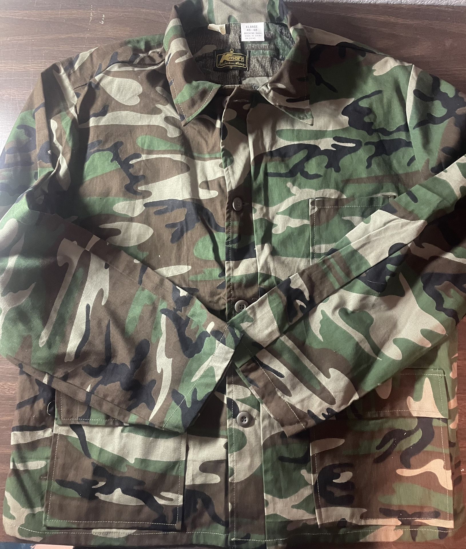 Vintage 70s K-MART Camouflage Shooting Shirt Jacket Frogskin XL Hunting Cotton