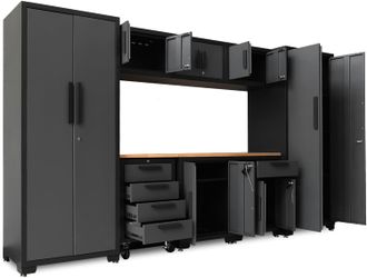 TCE Storage System, 9-Pcs Workshop Set, Included Steel Drawers Rolling Chest, Heavy Duty 9Pcs Metal Cabinets, Perfect for Organizing Garage and Tools,