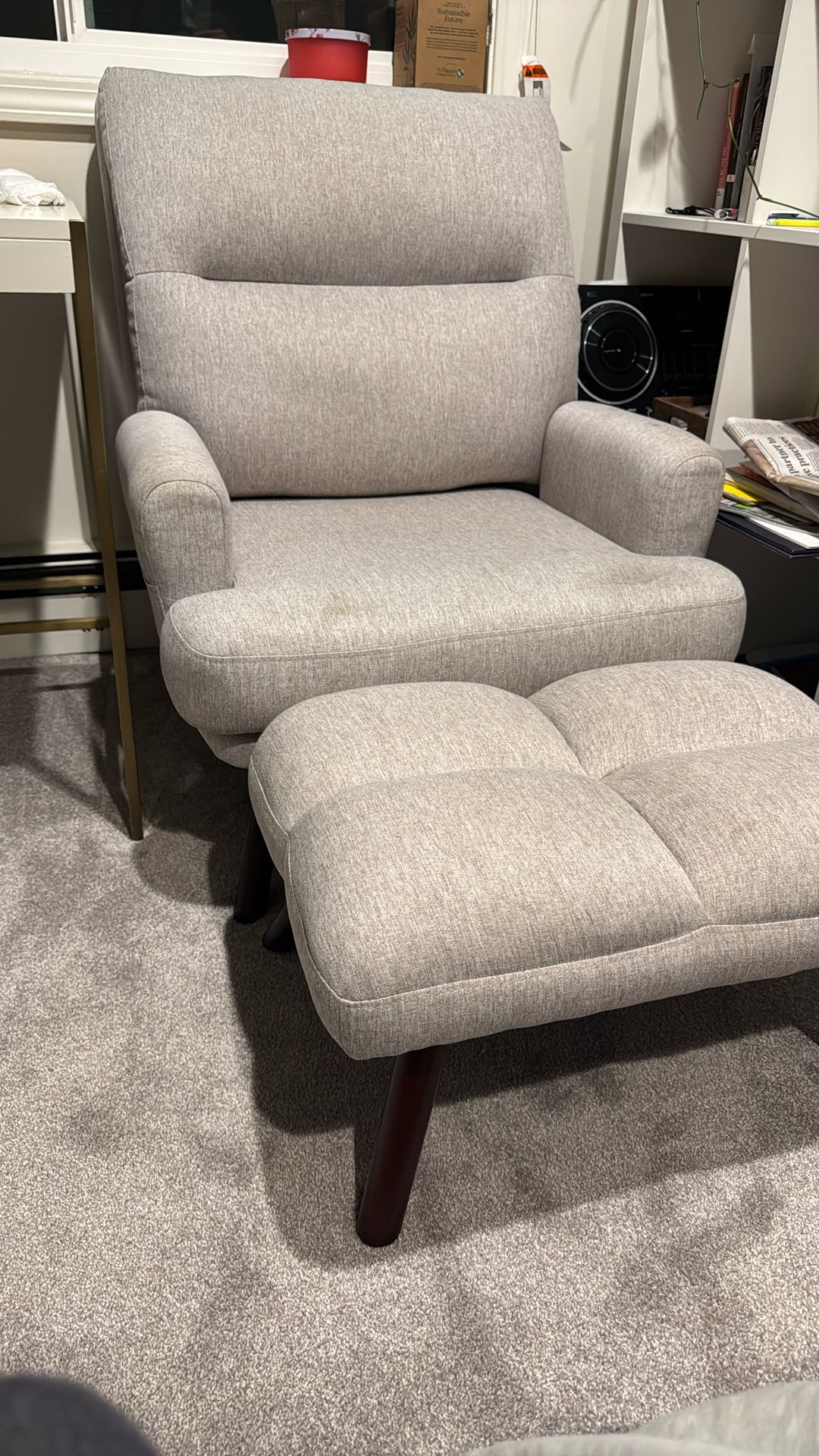 Grey Lounge Chair With Ottoman