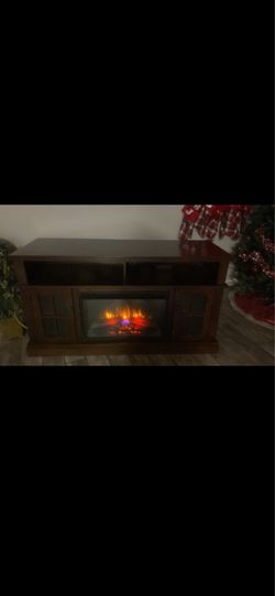 Tv stand with fire light