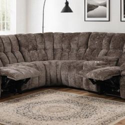 Brand New Brown Super Plush Power Reclining Sectional Sofa