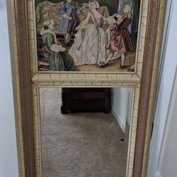 24x42 Antique Tapestry Wall Mirror French Art Nouveau 