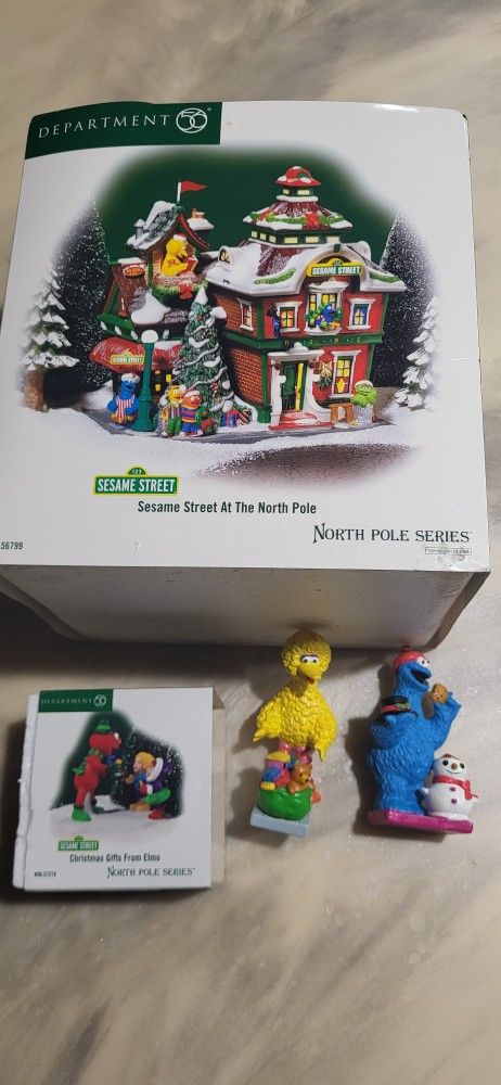 Sesame Street Figurines And North Pole