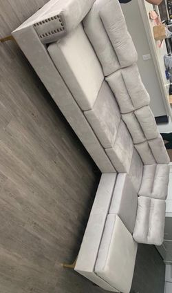 Vague Silver Black Velvet Sectional / Couch - Black , Blue, Pink Colors