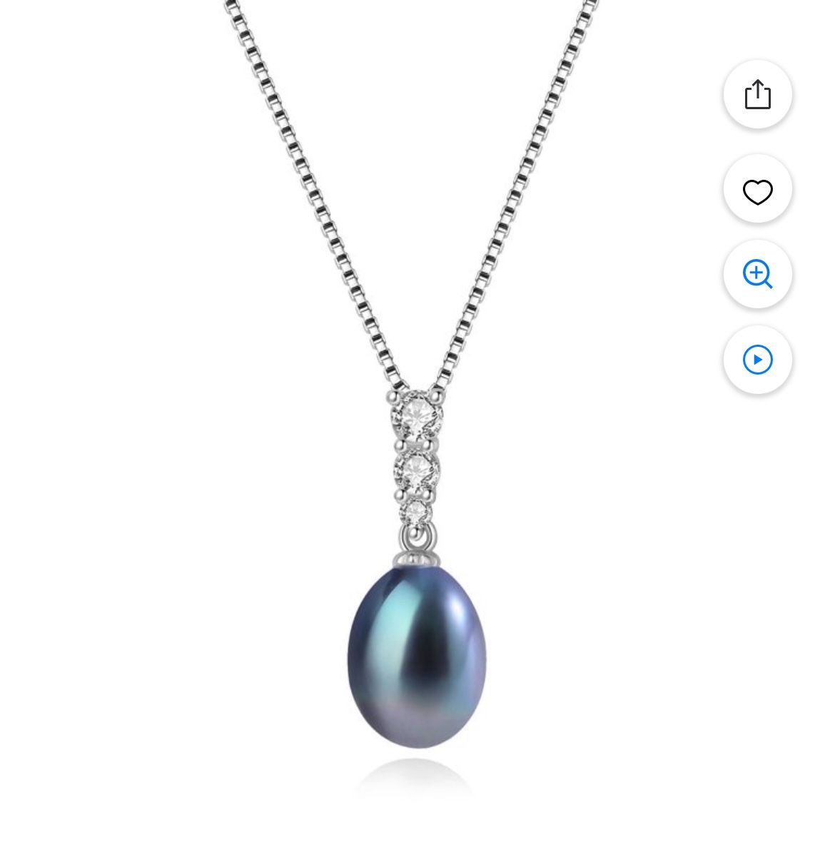 Brand: YAMI Yami 9-10mm Tahitian Black Pearl Pendant Necklace Saltwater Cultured in 925 Sterling Silver Three CZ Jewelry Gifts for Her. Brand new. Nev