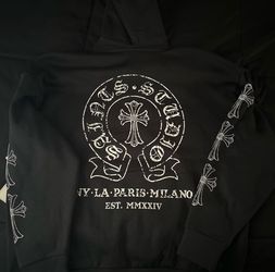Chrome Hearts Style Black Graphic Hoodie