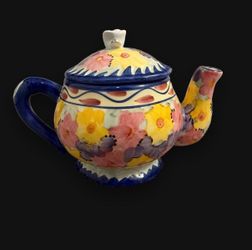 Hand-Painted Ceramic Floral Teapot