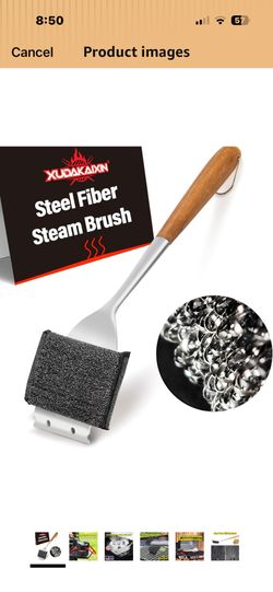 Brand New Heavy Duty Water Activated Steam Grill Brush W/Steel Fibers 