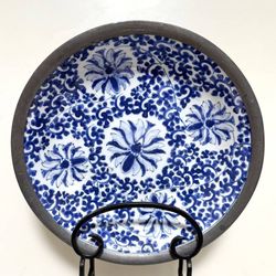 Vintage Japanese Ware ACF Blue And White Bowl Pewter Encased