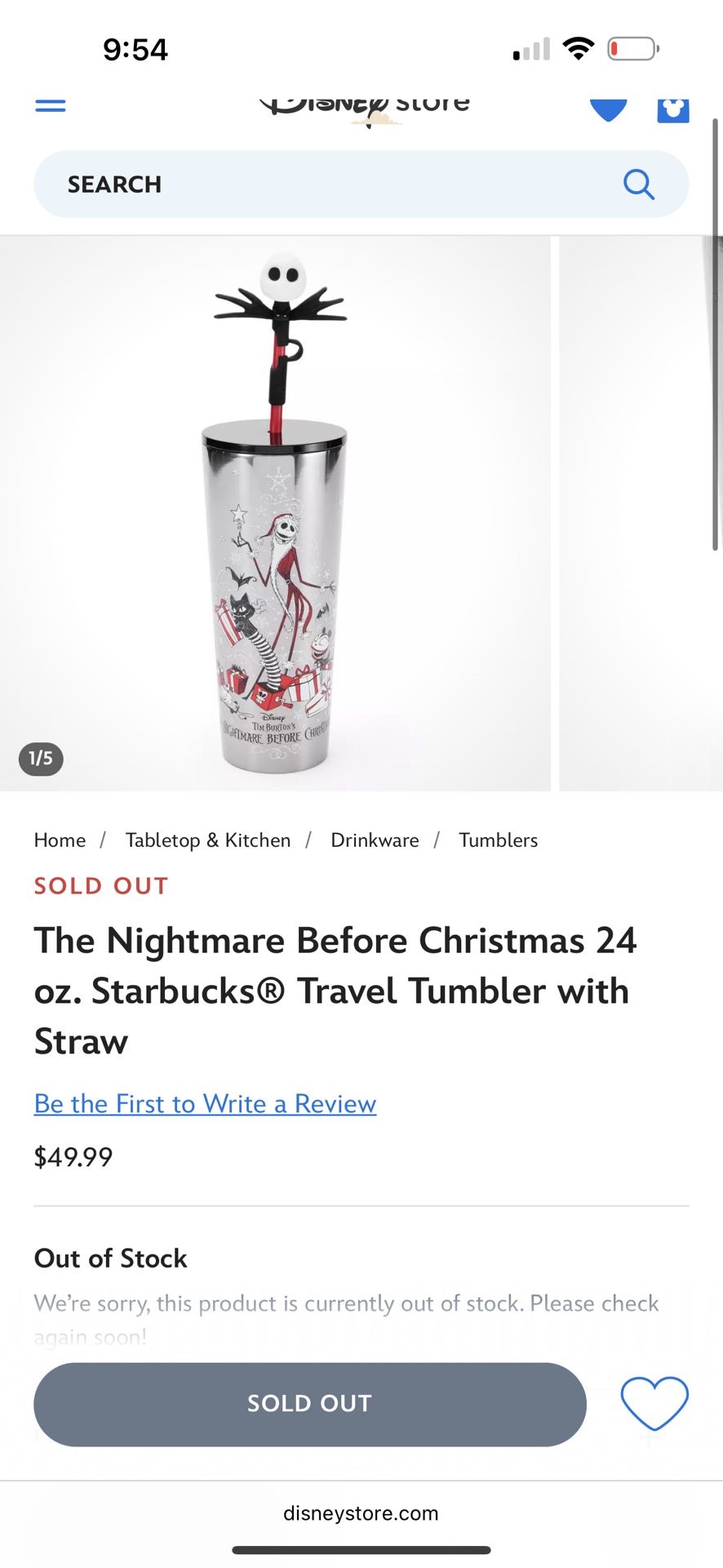 The Nightmare Before Christmas 24 oz. Starbucks® Travel Tumbler with Straw